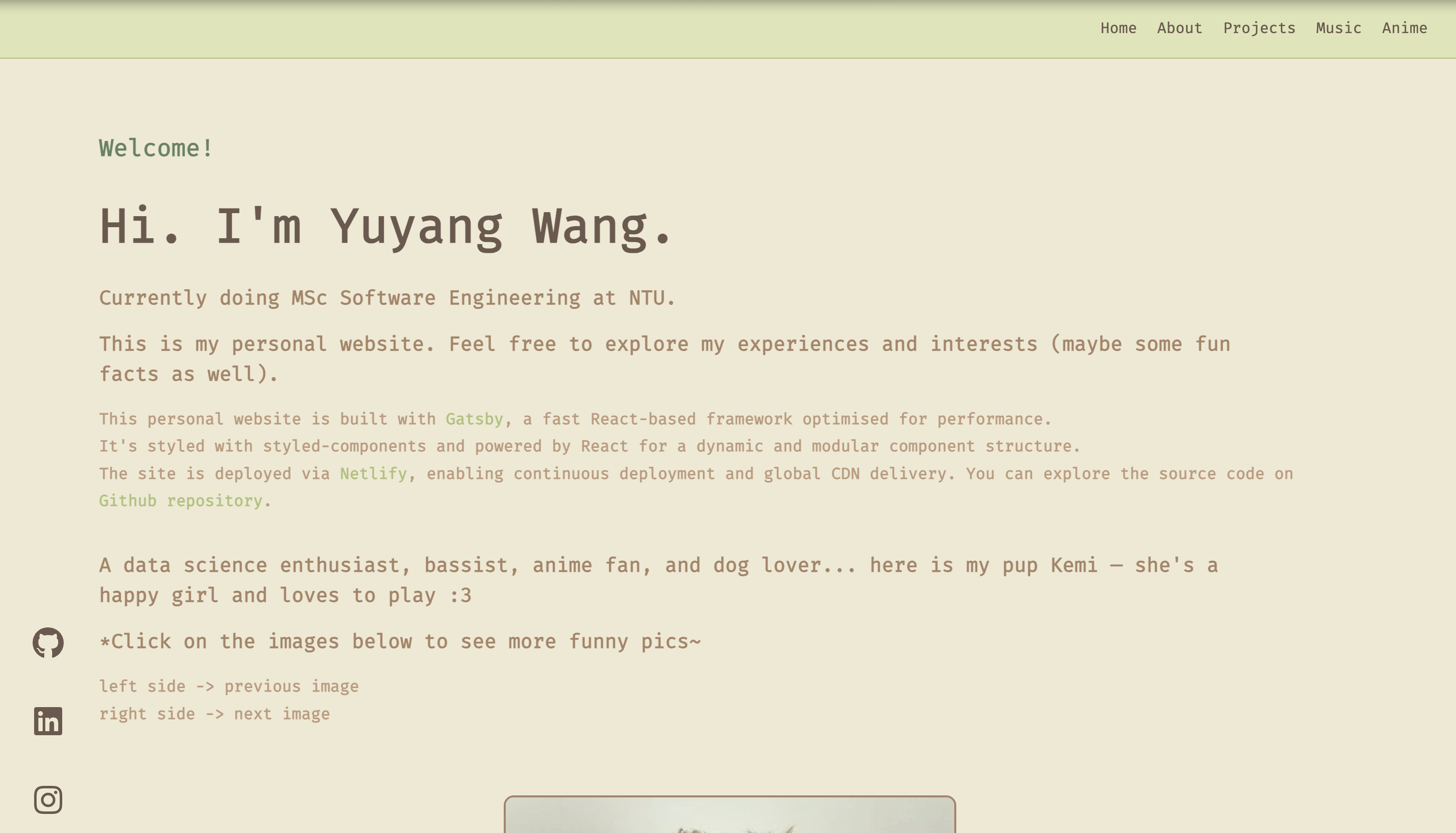 Personal Interests Website Screenshot
